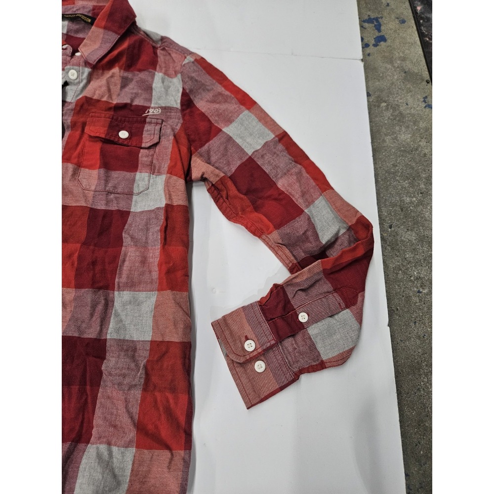 Harley-Davidson Women's Plaid Flannel Shirt - Screamin' Eagle Back (Size M) - Picture 4 of 16